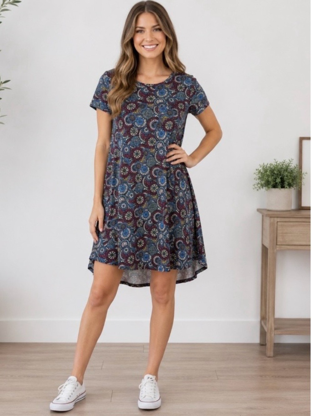 LuLaRoe Carly Swing Print Dress Size XXS